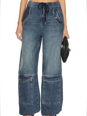 GRLFRND Blue Denim Cargo Jeans